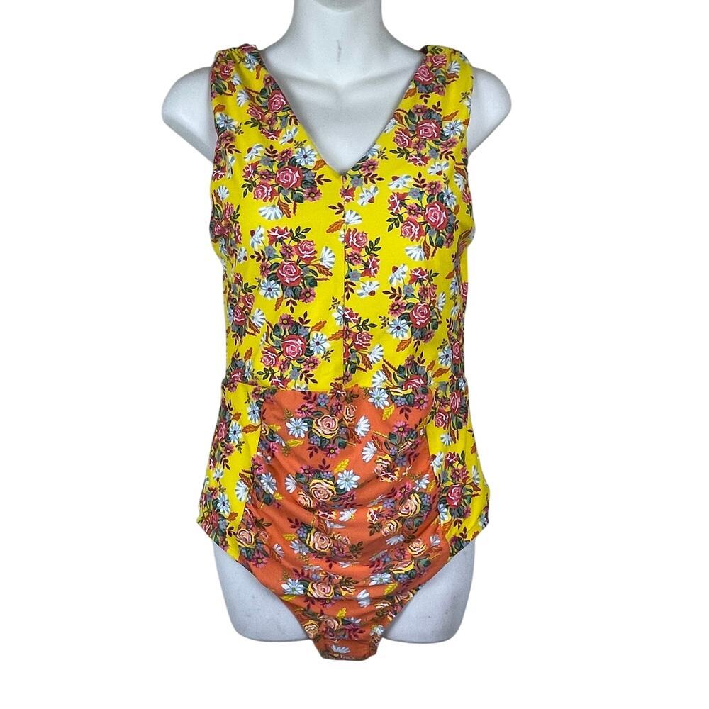 NWT Matilda Jane Secret Admirer Yellow Floral One Piece Swimsuit Size L